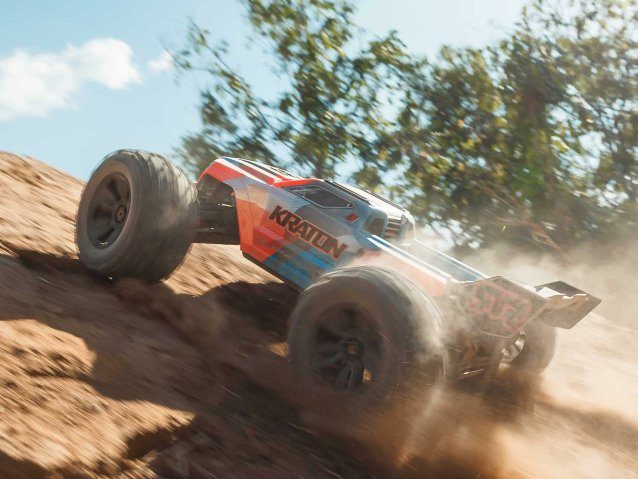 orange and blue 1/8 KRATON 6S V6 4X4 BLX Speed Monster Truck RTR - Cars - view 16