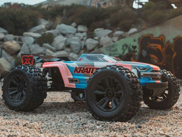 orange and blue 1/8 KRATON 6S V6 4X4 BLX Speed Monster Truck RTR - Cars - view 17