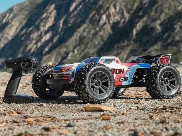 blue and red 1/8 KRATON 6S V6 4X4 BLX Speed Monster Truck RTR - Cars - view 5