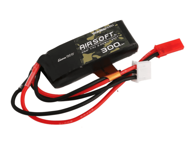 GensAce Airsoft 2S 300mAh 35C with JST (HPA Control) - Airsoft 7.4v LIPO Batteries