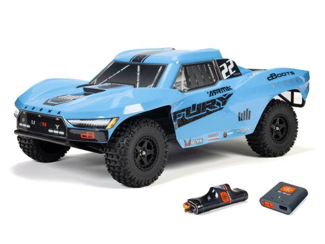 BLUE 1/10 FURY MEGA 550 4X2 SCT WITH BATTERY AND CHARGER - Cars