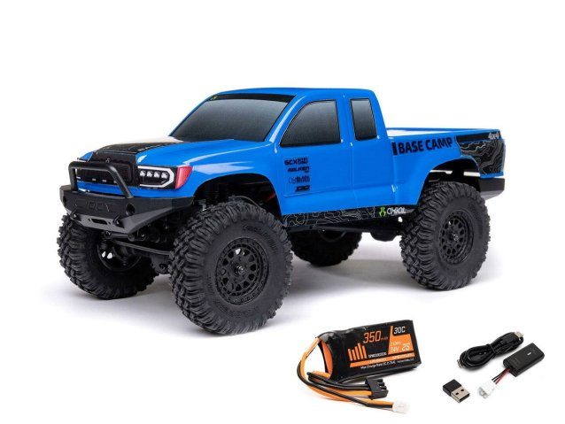 blue 1/24 SCX24 Base Camp 4WD Rock Crawler RTR - Cars