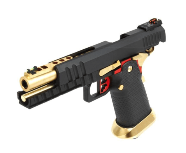 Armorer Works Custom Hi-Capa GBBP (Black Slide - Gold Barrel - Fully Auto. - AW-HX2032) - Airsoft Hi Capa Pistols - view 2