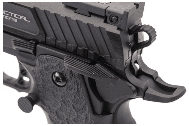 EMG x Armorer Works x Taran Tactical International Distinct JW3 Combat Master GBBP (FULLY AUTO. - TTI - Full Metal - Black - TT-CM0103) - Airsoft Hi Capa Pistols - view 6
