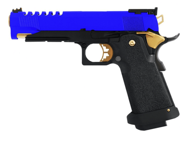 Armorer Works Custom 5.1 Hi-Capa GBBP (Gold - Black Frame - AW-HX2701 BLUE) - Two Tone Airsoft Gun