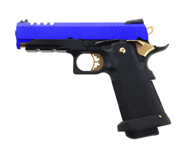 Armorer Works Custom 4.3 Hi-Capa GBBP (Gold - Black Frame - AW-HX2711 - BLUE) - Two Tone Airsoft Gun