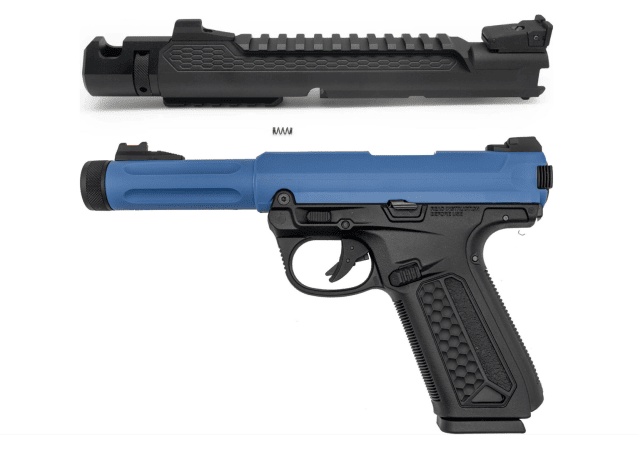 Action Army Two Tone Blue AAP-01 Pistol + Black Mamba CNC Upper Pack - Airsoft G Series / EU Series