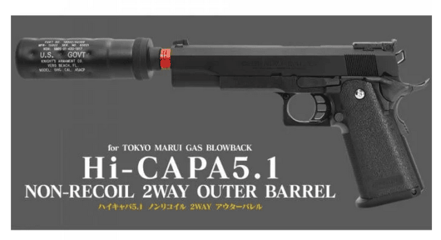 Laylax Nine Ball 2-Way Fixed Non-Recoiling Outer Barrel for Tokyo Marui Hi-Capa 5.1 (Black) - Tokyo Marui - view 3