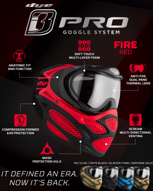 DYE i3 Pro Goggle - Fire Red - Airsoft Full Face masks - view 3