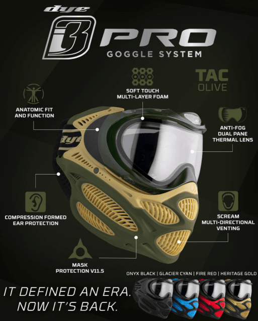 DYE i3 Pro Goggle - Tac Olive - Airsoft Eye Protection - view 7