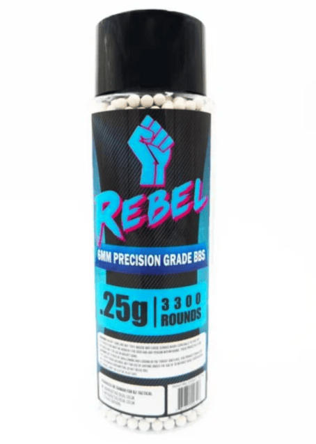 Rebel Precision 6mm BBs 3300ct Bottle - 0.25g - Airsoft BB Ammo .20g to .25g