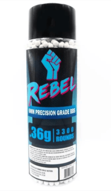 Rebel Precision 6mm BIO BBs 3300ct Bottle - 0.36g - Airsoft BB Ammo .28 and Above