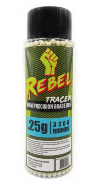 Rebel Precision 6mm Tracer BBs 3300ct Bottle - 0.25g - Airsoft BB Ammo .20g to .25g