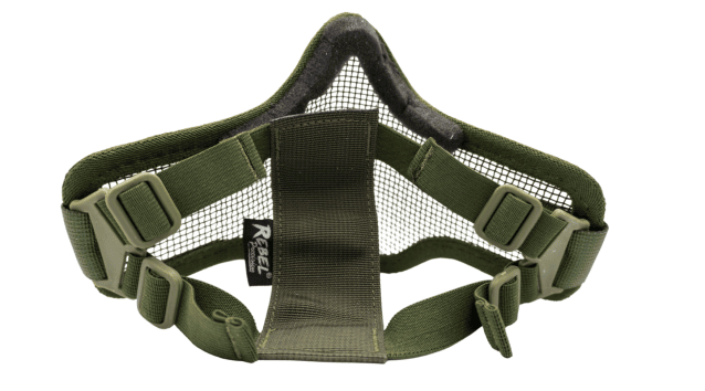 Rebel Precision Steel Lower Face Mask Skull OLIVE - Airsoft lower Face Protection - view 2
